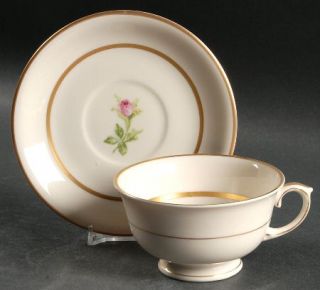 Lamberton Betty Lou Footed Cup & Saucer Set, Fine China Dinnerware   Pink Roses,