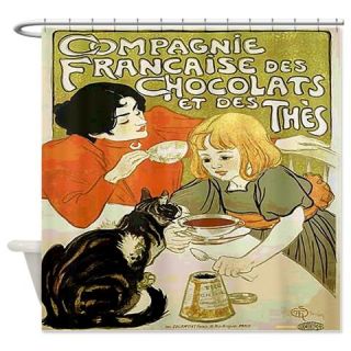  Vintage French Cat Tea Chocolat Shower Curtain  Use code FREECART at Checkout