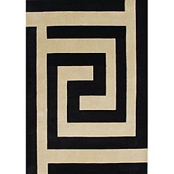 Alliyah Handmade New Zeeland Blend Black Wool Rug (8 X 10)