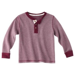 Cherokee Infant Toddler Boys Long Sleeve Stripe Henley   Burgundy 24 M