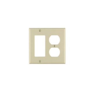 Leviton 80455I Electrical Wall Plate, Combination, 1Decora amp; 1Duplex Receptacle, 2Gang Ivory