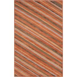 Candice Olson Hand tufted Brown Cane Diagonal Stripes Wool Rug (9 X 13)