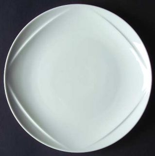 Dansk Arena Salad Plate, Fine China Dinnerware   All White,Embossed Inner Square