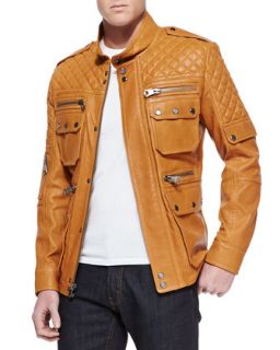 Flynn Leather Field Jacket, Light Cognac   Andrew Marc x Richard Chai