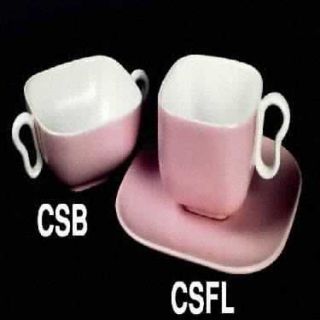 Franciscan Metropolitan Coral Flat Cup & Saucer Set, Fine China Dinnerware   Cor