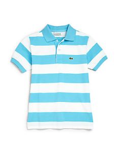 Lacoste Boys Striped Pique Polo Shirt   Blue White