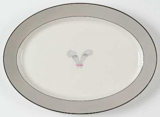 Syracuse Coronet 12 Oval Serving Platter, Fine China Dinnerware   Feather Desig