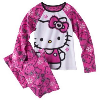 Hello Kitty Girls 2 Piece Short Sleeve Sleepwear Set   Pink XS