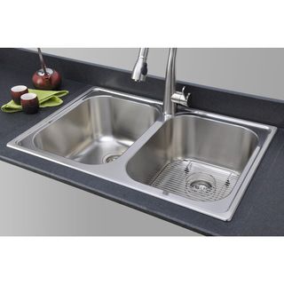 Wells Sinkware 33 inch 18 Gauge Double Bowl Topmount Stainless Steel Kitchen Sink