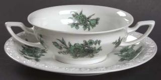 Rosenthal   Continental Greenhaven Footed Cream Soup Bowl & Saucer Set, Fine Chi