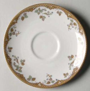 Royal Doulton Lynnewood Saucer, Fine China Dinnerware   Leaves, Brown Edge W/Lin