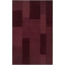 Hand crafted Solid Casual Burgundy Bertire Wool Rug (9 X 12)