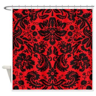  Red and Black Damask Shower Curtain  Use code FREECART at Checkout