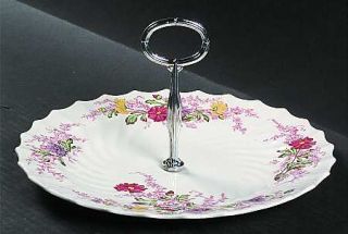 Spode Fairy Dell (Swirled) Round Serving Plate with Center Handle (DP), Fine Chi