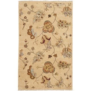 Safavieh Hand knotted Agra Beige Wool Rug (3 X 5)