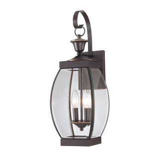 Quoizel Oasis Two light Outdoor Fixture (Brass Finish Medici bronze Number of lights Two (2)Shade Clear beveled glass Requires two (2) 60 watt B10 candelabra base bulbs (not included)Dimensions 21 inches high x 7.5 inches wide x 9 inch extensionWeight