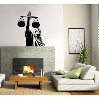Themis The Greek Goddess Of Judgement Vinyl Wall Decal (Glossy blackEasy to applyDimensions 25 inches wide x 35 inches long )