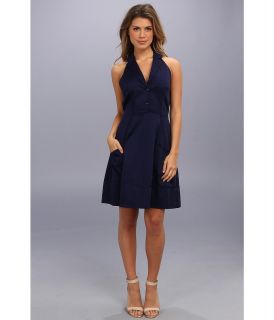 Jessica Simpson Notch Lapel Halter Shirt Dress Womens Dress (Blue)