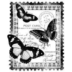 Magenta Cling Papillion Post Card Stamp