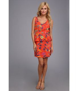 Angie Floral Print Dress Womens Dress (Orange)