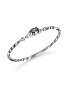 David Yurman Hematite, Diamond & Sterling Silver Bangle Bracelet   Silver Hemati