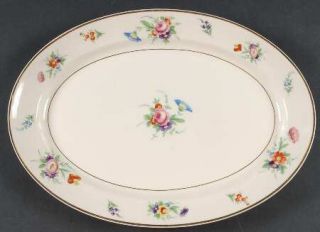 Syracuse Selma 12 Oval Serving Platter, Fine China Dinnerware   Flowers On Rim