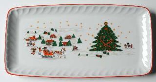 Kopin Christmas Pleasure Large Sandwich Tray, Fine China Dinnerware   Holly Ribb