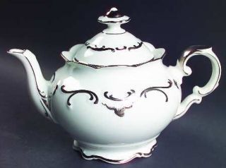 Schumann   Bavaria Platinum Elegance Teapot & Lid, Fine China Dinnerware   Thick