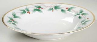 Mikasa Christmas Holly Rim Soup Bowl, Fine China Dinnerware   Holly & Ribbon On