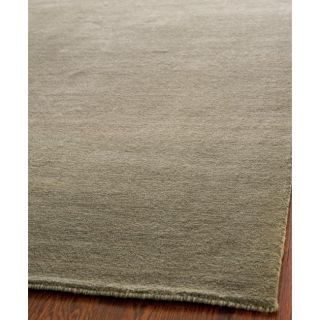 Loomed Knotted Himalayan Solid Grey Wool Rug (23 X 8)