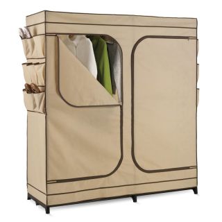 Honey Can Do 60 in. Double Door Storage Closet with Shoe Organizer Multicolor  