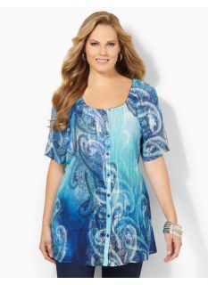 Catherines Plus Size Offshore Pleated Tunic   Womens Size 0X, Surf the Web