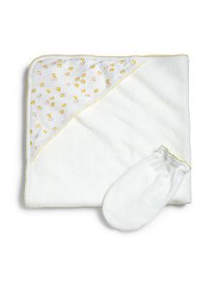 Kissy Kissy Infants Two Piece Rubber Ducky Hooded Towel & Mitt Set   White Yell