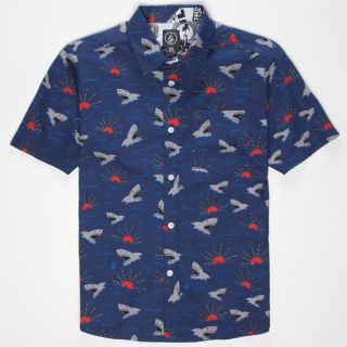 Ol Skool Shark Boys Shirt Navy In Sizes Medium, Small, Large, X Large Fo