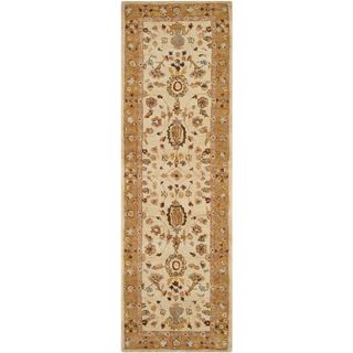 Safavieh Handmade Taj Mahal Ivory/ Taupe Wool Rug (26 X 12)