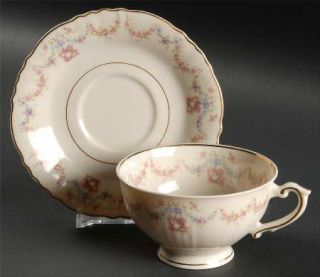 Harmony House China Fontaine Footed Cup & Saucer Set, Fine China Dinnerware   Pi