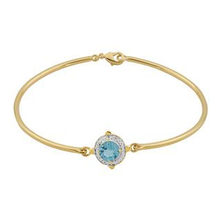 Bridge Jewelry Blue Topaz and Diamond Accent Bracelet