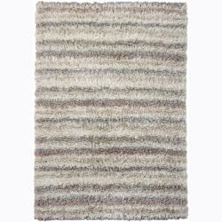 Hand woven Mandara White Shag Rug (79 X 106) (Black, beigePattern Shag Tip We recommend the use of a  non skid pad to keep the rug in place on smooth surfaces. All rug sizes are approximate. Due to the difference of monitor colors, some rug colors may v