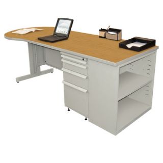 Marvel Office Furniture Teachers 87 Conference Desk with Bookcase ZTCB8730 L