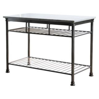 Kitchen Island The Orleans Kitchen Island with Marble Top   Steel