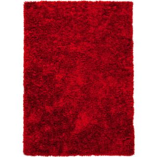 Hand woven Shags Solid Pattern Red/ Orange Rug (9 X 12)