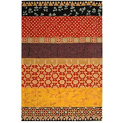 Handmade Rodeo Drive Collage Rust/ Gold N.Z. Wool Rug (8 X 11) (RedPattern GeometricMeasures 0.625 inch thickTip We recommend the use of a non skid pad to keep the rug in place on smooth surfaces.All rug sizes are approximate. Due to the difference of m