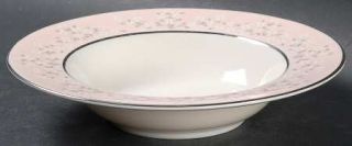 Castleton (USA) Trousseau Rim Soup Bowl, Fine China Dinnerware   Pink Band, Whit