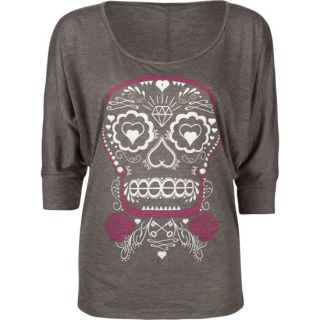 Patterned Skull Womens Tee Charcoal In Sizes X Large, Medium, Large,