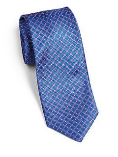  Collection Square Dot Silk Tie   Blue