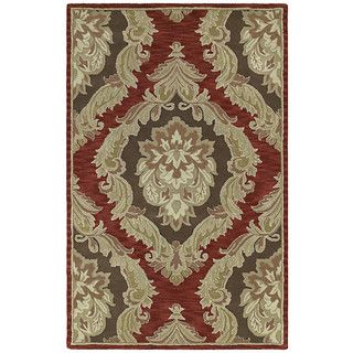 Hand tufted Lawrence Red Damask Wool Rug (2 X 3)