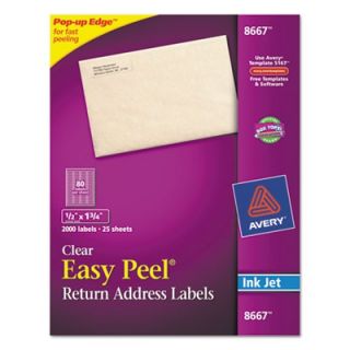 Avery Labels Easy Peel Inkjet Mailing Labels, 1/2 x 1 3/4, Clear (8667)