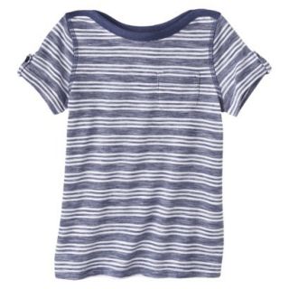 Cherokee Infant Toddler Girls Short Sleeve Striped Tee   Nightfall Blue 12 M