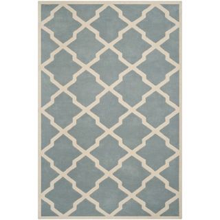 Safavieh Handmade Moroccan Chatham Blue/ Ivory Wool Rug (9 X 12)