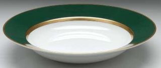 Fitz & Floyd Renaissance Dark Green Large Rim Soup Bowl, Fine China Dinnerware  